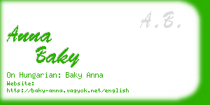 anna baky business card